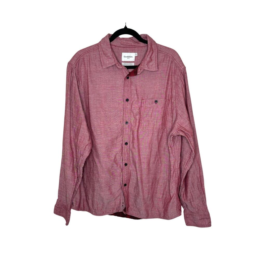 Goodfellow Co Shirt Mens XL Red Plaid Lined Button Up Long Sleeve Cotton Casual